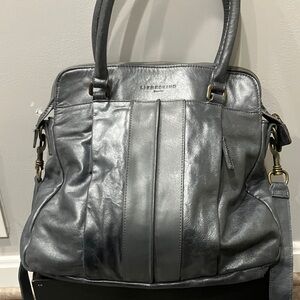 Liebeskind Metallic Gunmetal Grey/Silver Leather Bag